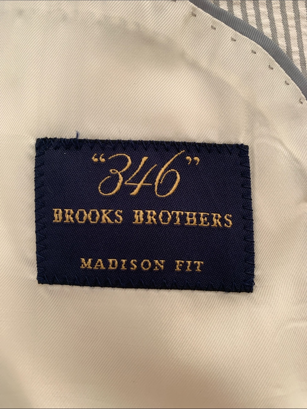 Men's Cream Seersucker Blazer - Classic Lightweight Sport Coat, Brooks Brothers - Picture 8 of 10